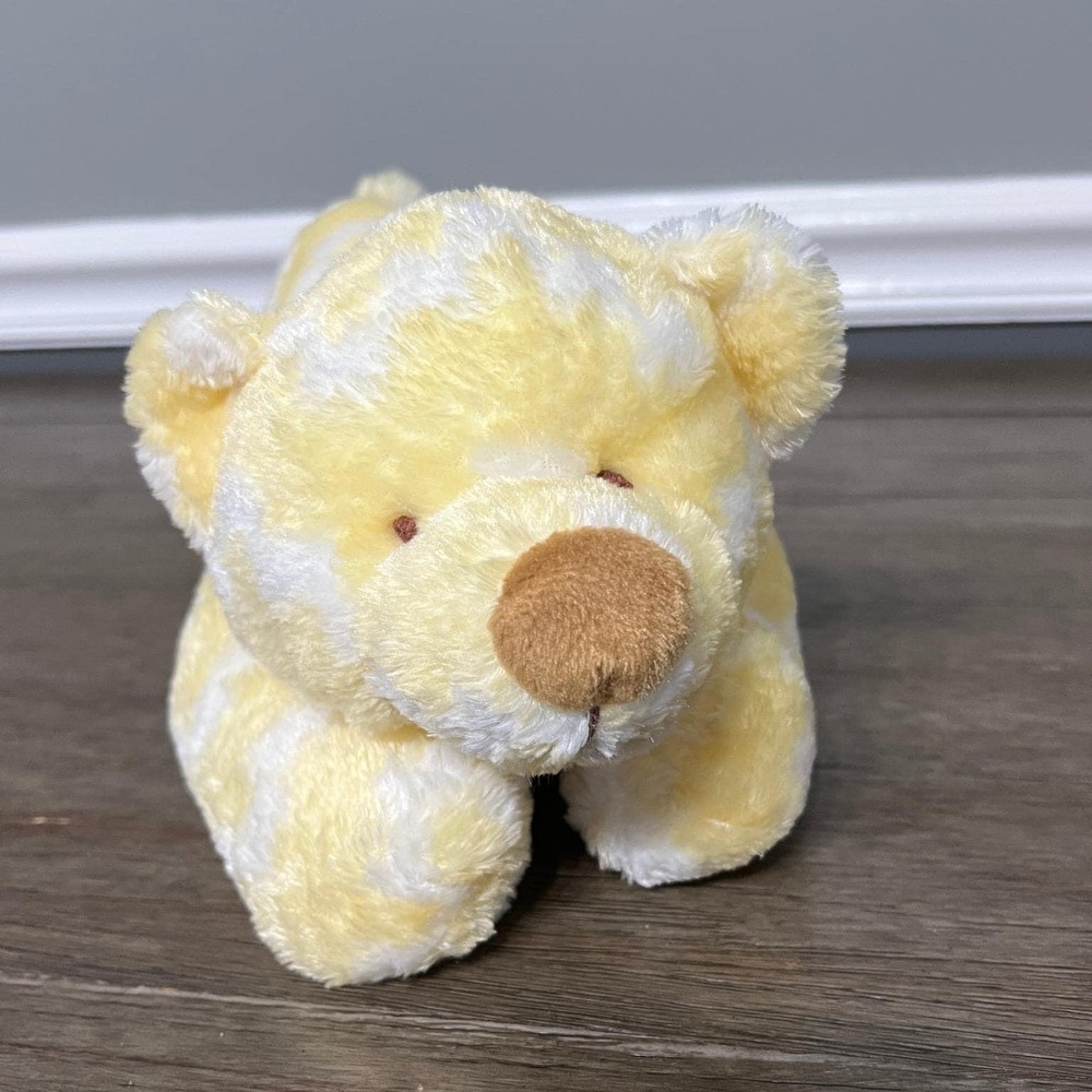 Amela Inc Plush Bear Stuffed Animal Yellow &‎ White Small Kids Toy